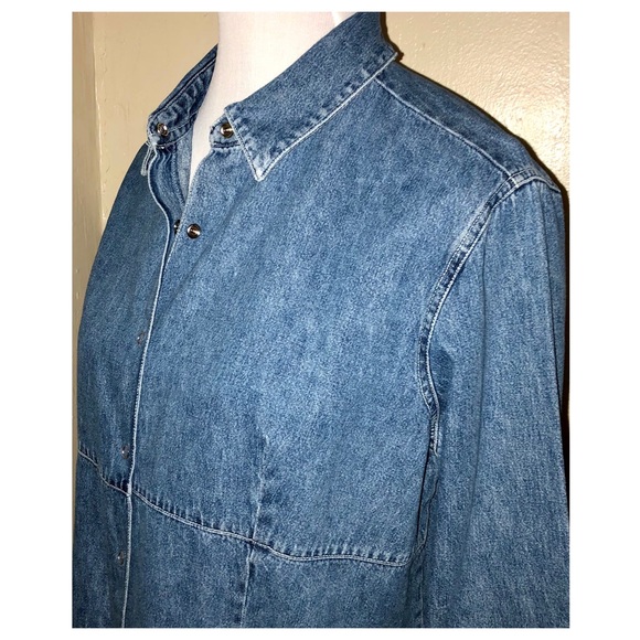 Baby Crew Long Sleeve Denim Snap Front Maternity Shirt, Sz Lg - Picture 5 of 11